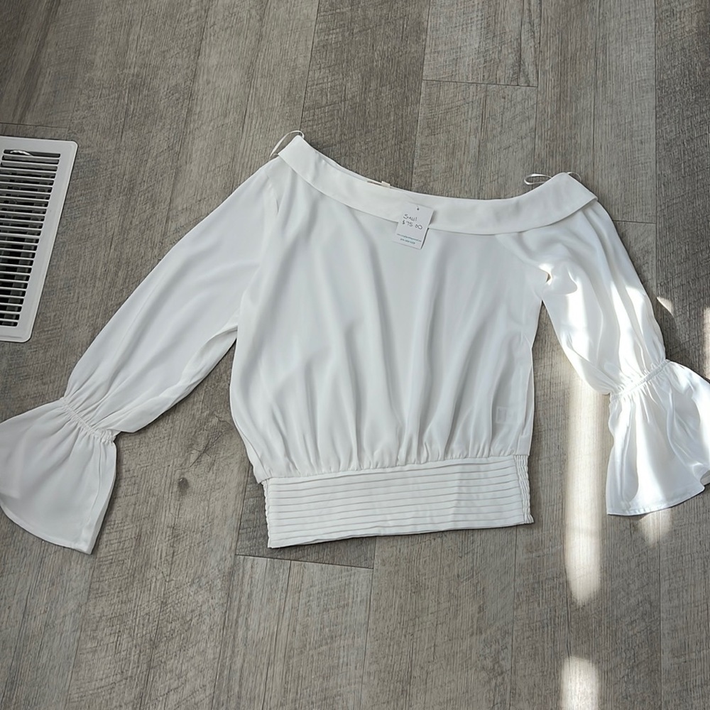 White Asymmetrical off shoulder blouse - NWT - size Small